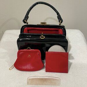Vintage Koret Patent Black Mini Top Handle Bag c1960s